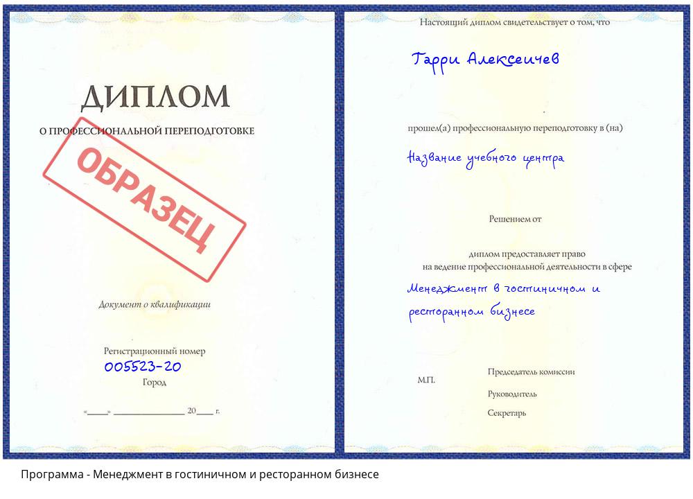 Менеджмент в гостиничном и ресторанном бизнесе Калининград