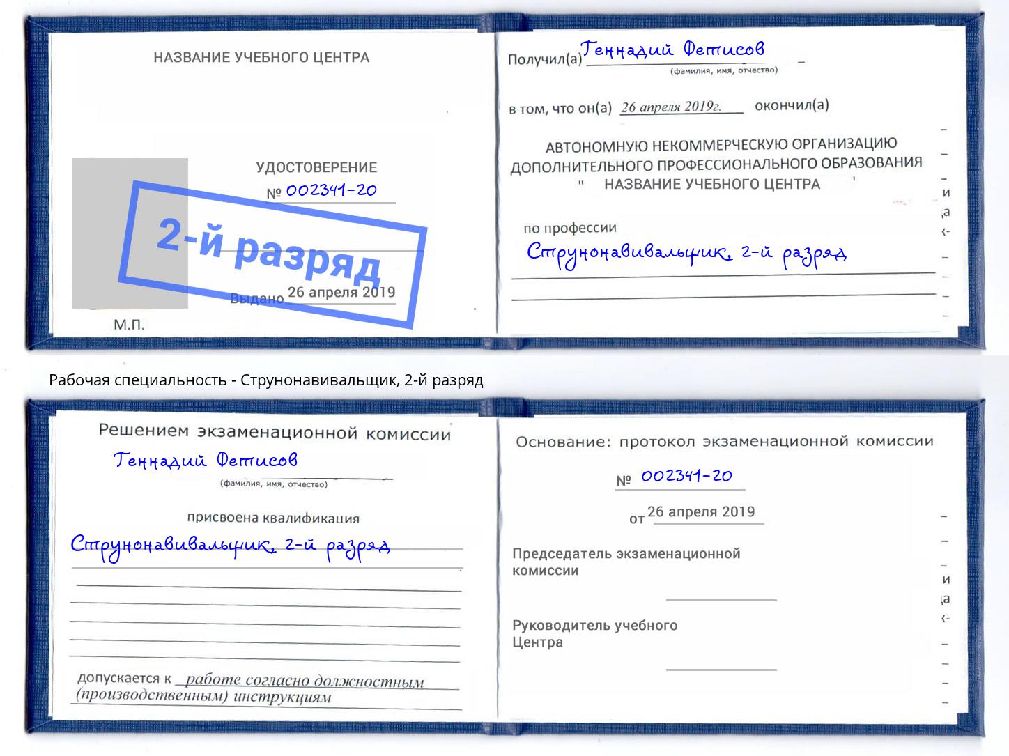 корочка 2-й разряд Струнонавивальщик Калининград