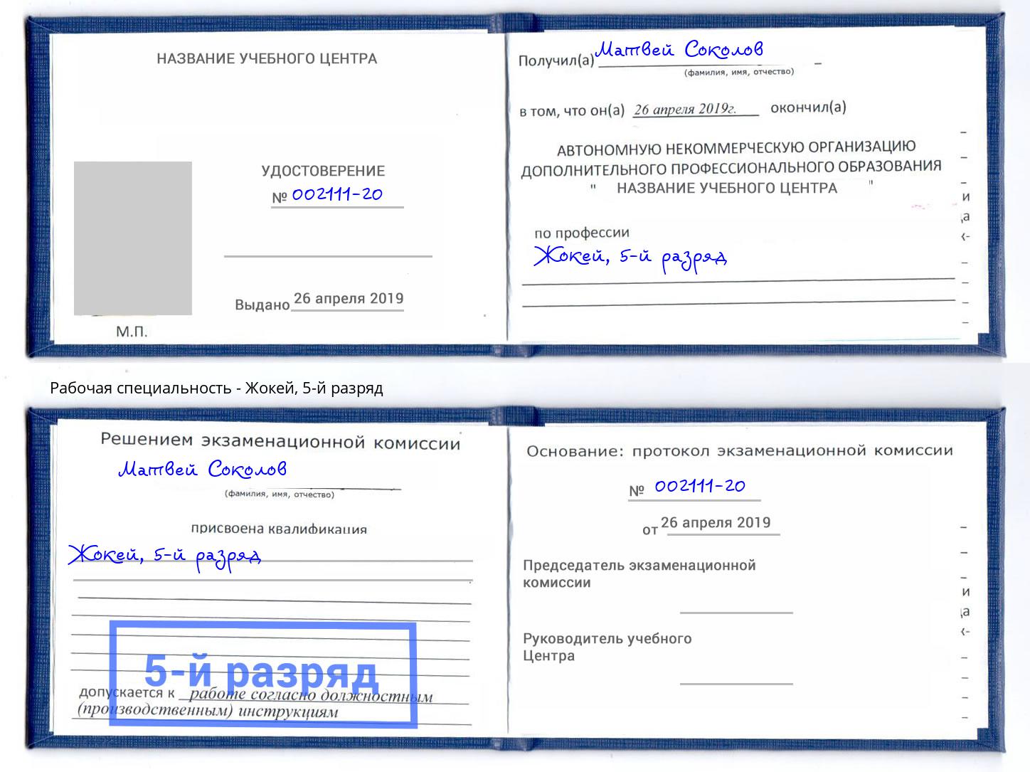 корочка 5-й разряд Жокей Калининград